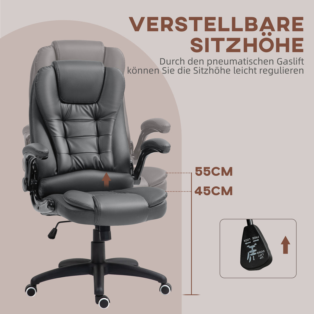 Ergonomisk kontorstol med foldbare armlæn og hvilefunktion, mørkegrå