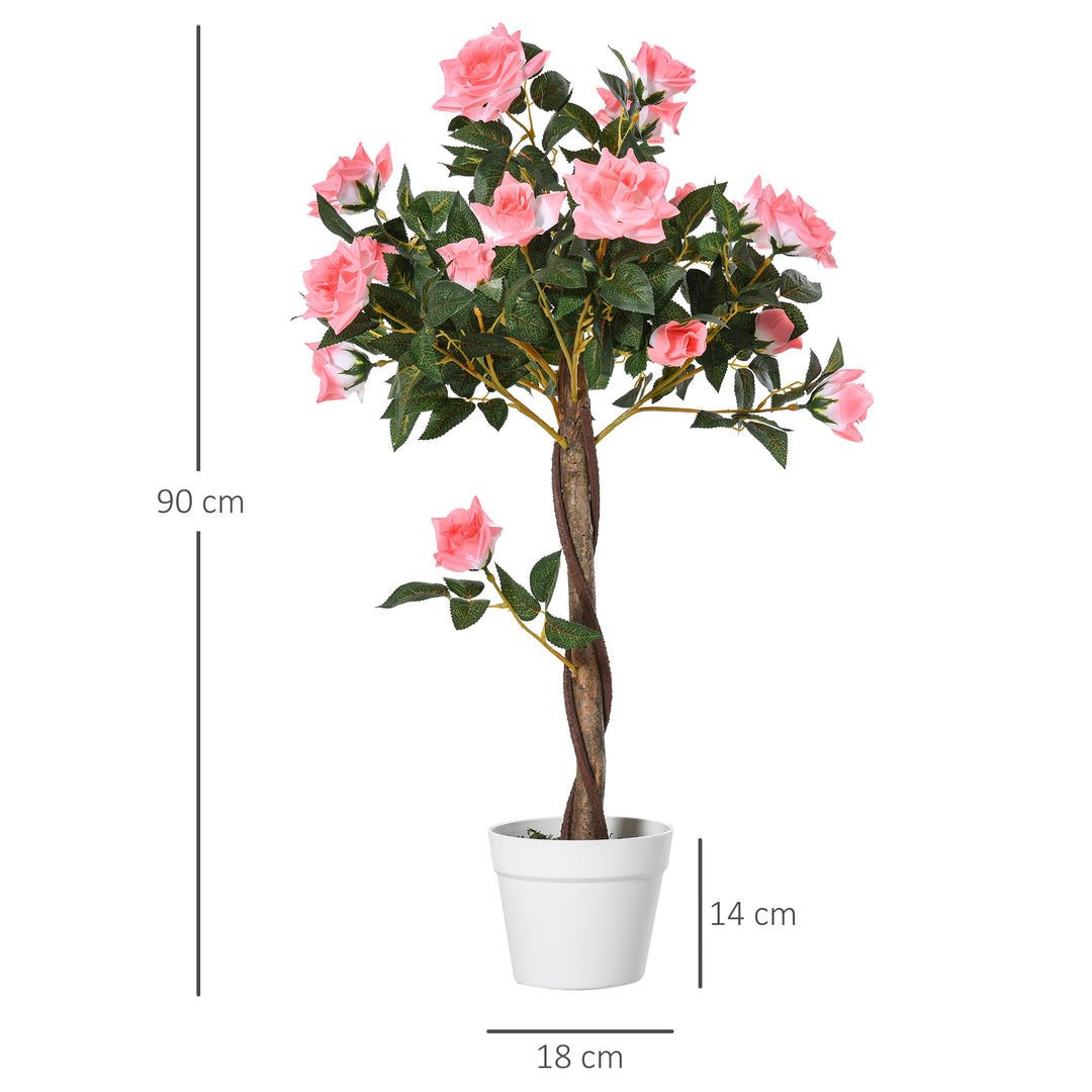 Kunstigt træ i solen, kunstig plante i cementpotte, kunstig plante