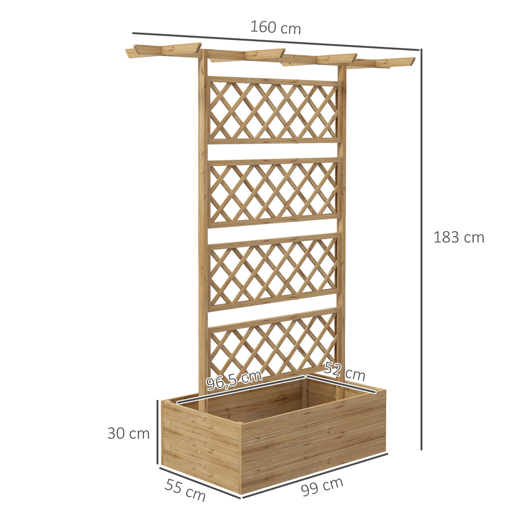 Plantekasse med espalier, firkantet træplantekasse med bagespalier til klatreplanter og tag