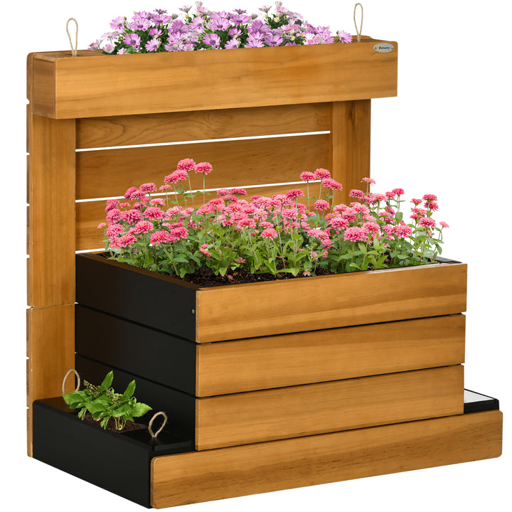 Højbed med 4 plantekasser, selvvandingssystem, fleecefor, vejrbestandig, 79,5 cm x 49,5 cm x 80 cm