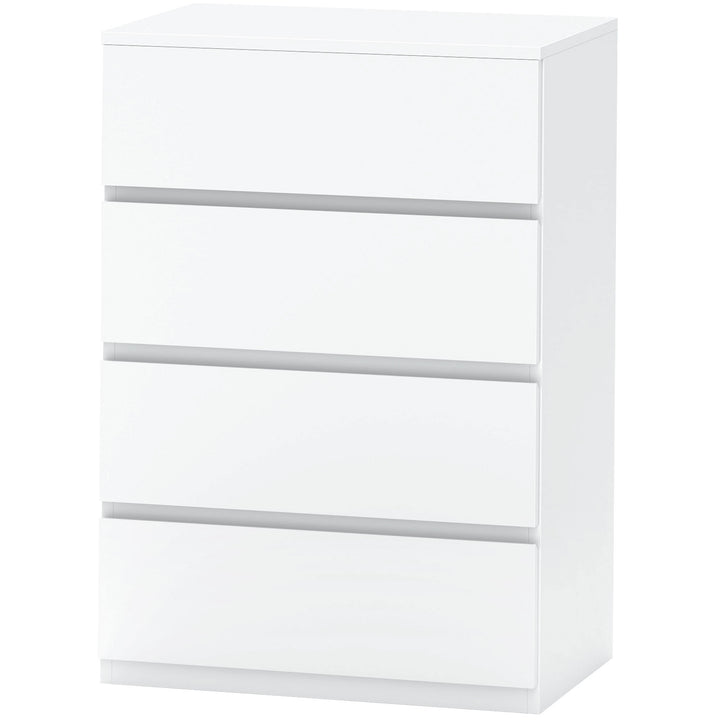 Kommode med skuffer, 4 skuffer, 55 cm x 33 cm x 80 cm, hvid