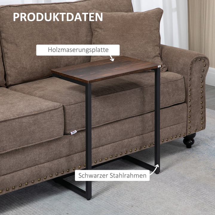 Indskudsborde, sideborde, sæt med 3, industrielt design, stålstel, brun + sort, 45 x 30 x 60 cm