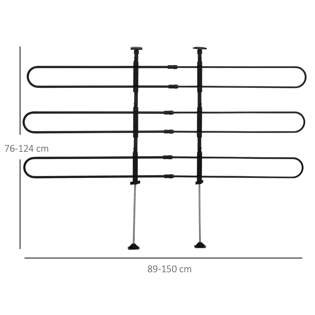 Hundegitter til bagagerummet, let at installere, robust og formstabil, stål, 150 x 9 x 124 cm