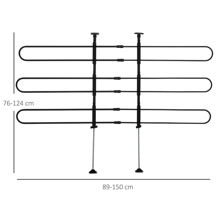 Hundegitter til bagagerummet, let at installere, robust og formstabil, stål, 150 x 9 x 124 cm
