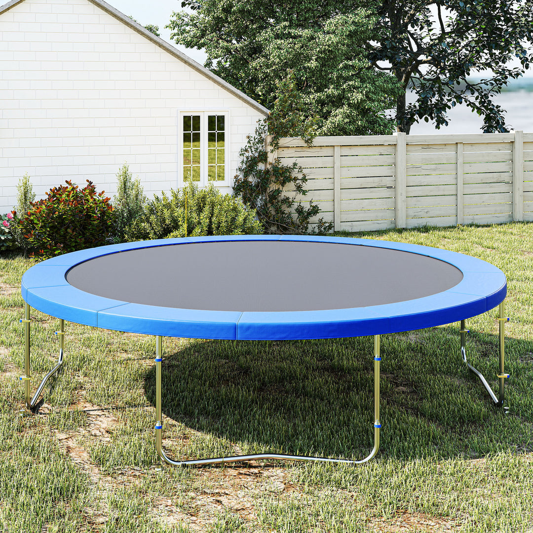 Trampolinkantbetræk Ø366 cm bredt, rivefast, UV-bestandigt fjederbetræk, vandafvisende, trampolintilbehør, kantbeskyttelse, sikkerhedsnet, reservedele til haventrampoliner, blå