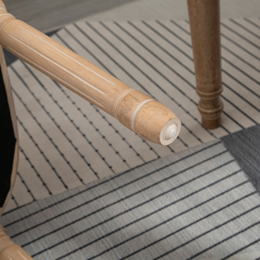 Sæt med 2 køkkenstole, polstrede stole, wienervævet, massivt træ, 49 cm x 56 cm x 96 cm, cremehvid + natur