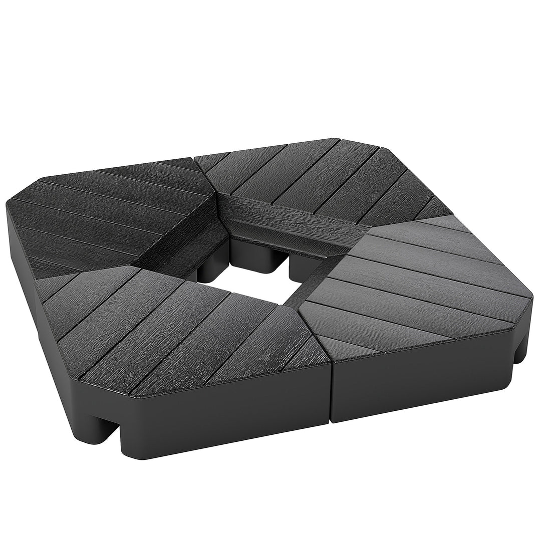 Vægte til parasolstativer, fyldbare med vand og sand, plastik, 80L x 80B x 13H cm, sort