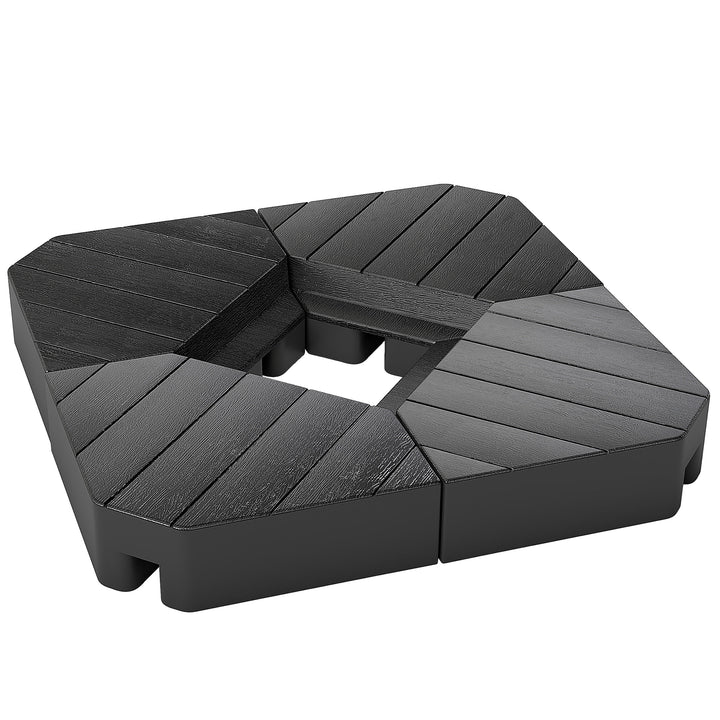 Vægte til parasolstativer, fyldbare med vand og sand, plastik, 80L x 80B x 13H cm, sort