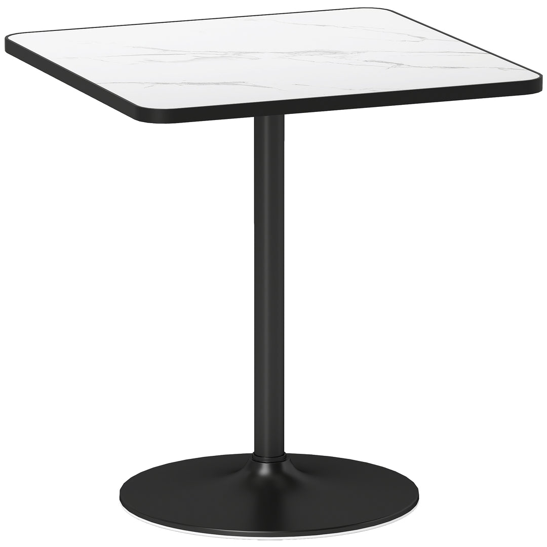 Spisebord, 70 x 70 cm firkantet køkkenbord til 4 personer med marmorlook til køkken hvidt