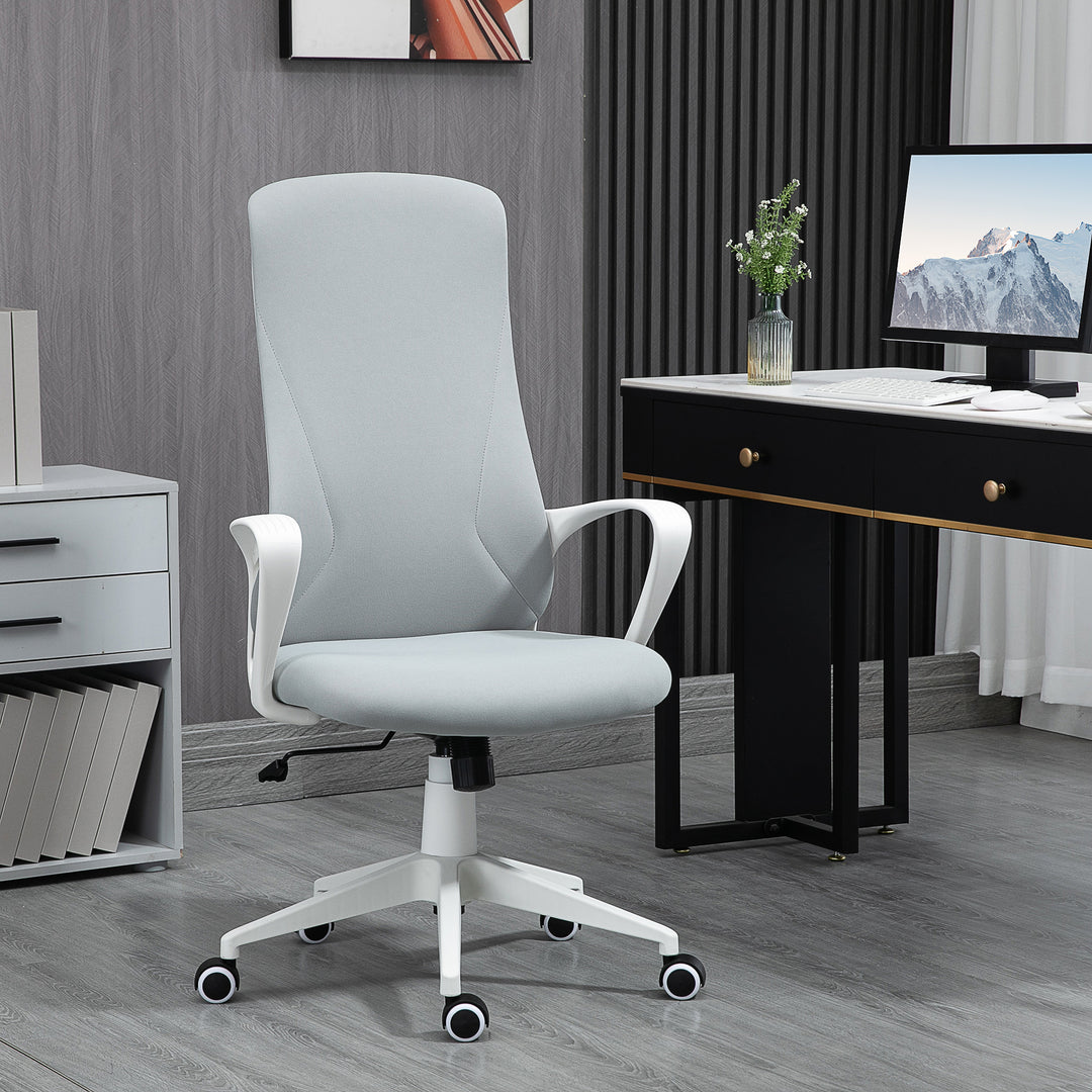 Kontorstol med vippefunktion, højdejusterbar, op til 120 kg, ergonomisk, drejelig, 62 x 56 x 110-119,5 cm, lysegrå