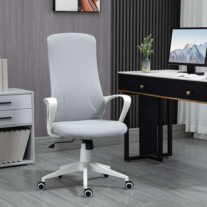 Kontorstol med vippefunktion, højdejusterbar, op til 120 kg, ergonomisk, drejelig, 62 x 56 x 110-119,5 cm, lysegrå