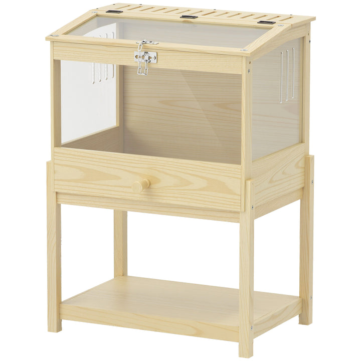Hamsterbur 2-lags gnaverbur til små dyr med foldelåg, stor 83,2 x 50 x 103 cm naturtræ