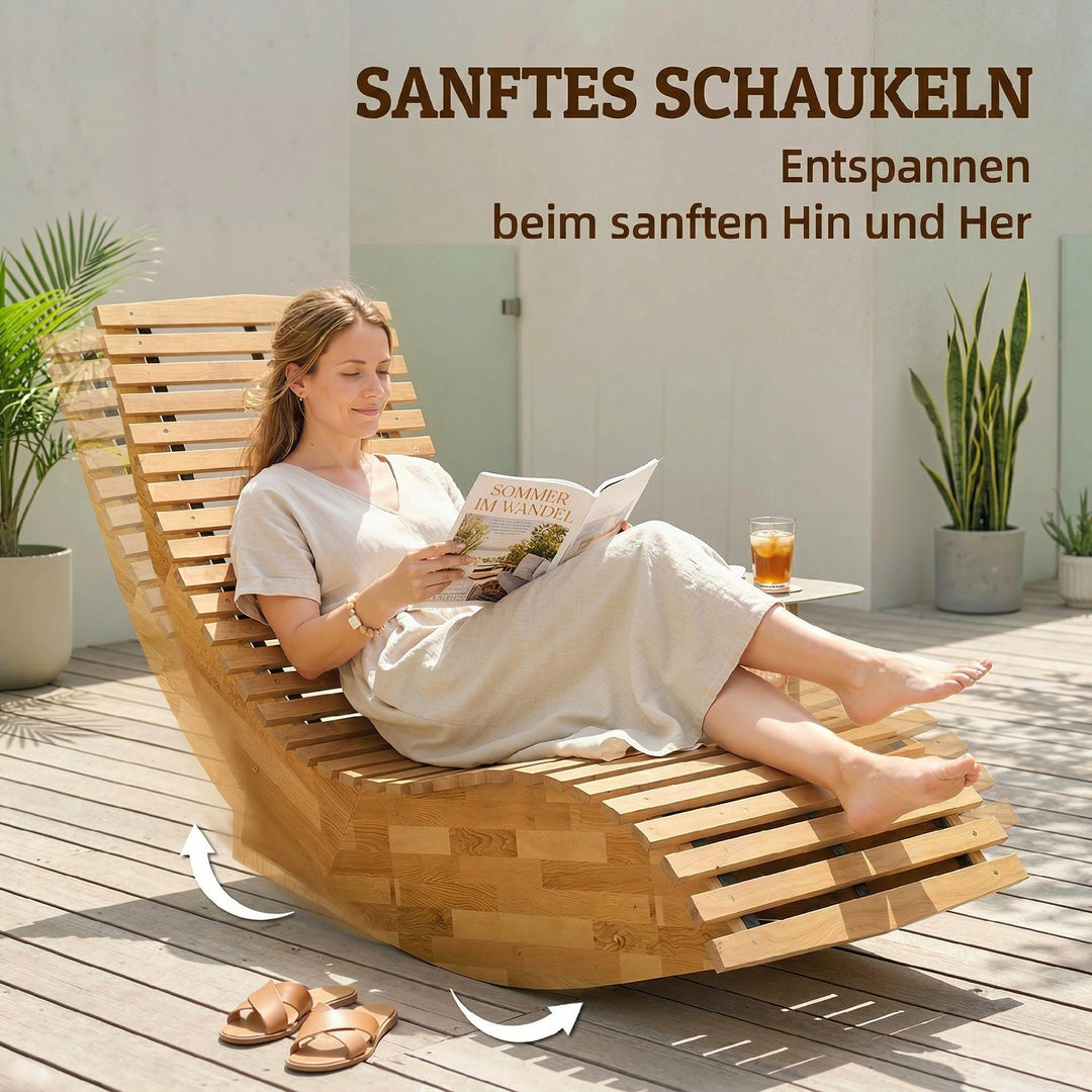 Solseng i akacietræ, foldbar, ergonomisk havestol med S-formet lameldesign, 60 x 156 x 77 cm