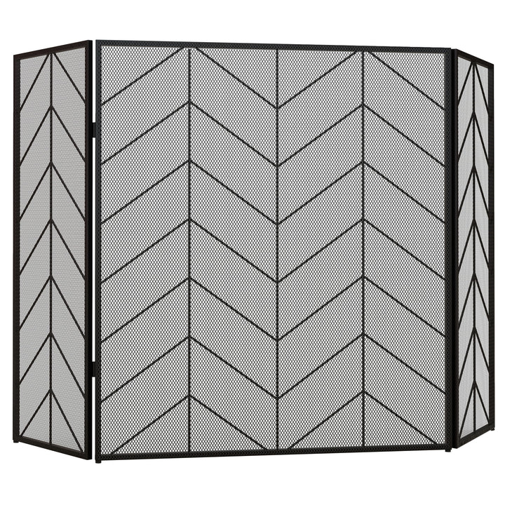 Gnistbeskyttelse til pejse, elegant gnistfanger, foldbar, belagt, sort, 135 x 85 cm