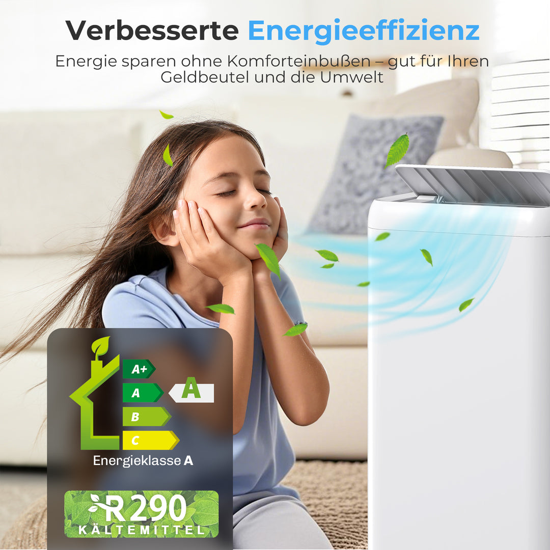 Bærbart klimaanlæg med udstødningsslange, 12000 BTU (3,5 kW), 5-i-1, 24-timers timer, fjernbetjening, op til 35 m²
