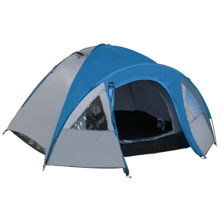 Campingtelt til 4 personer, helårsbrug, 3,00 x 2,50 x 1,30 m, blå og grå