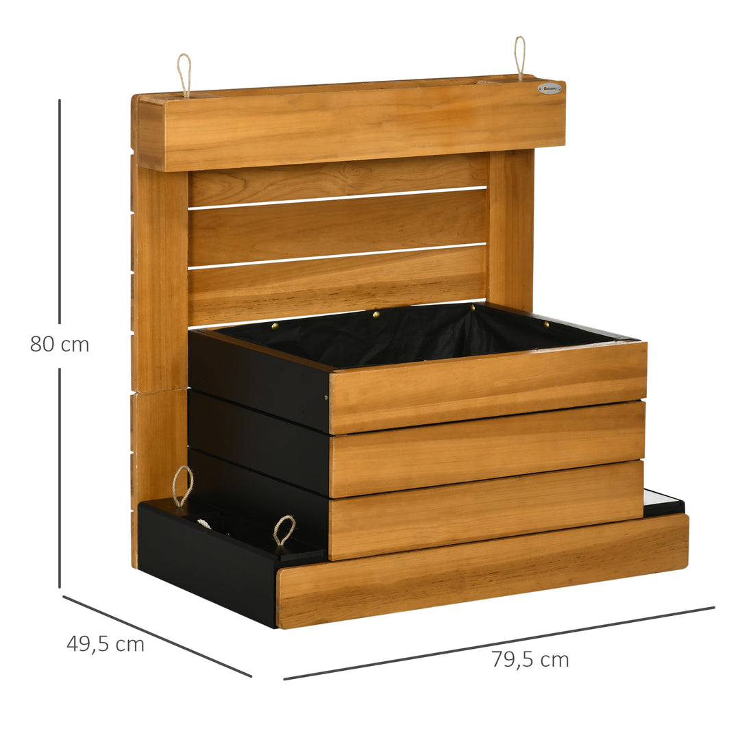 Højbed med 4 plantekasser, selvvandingssystem, fleecefor, vejrbestandig, 79,5 cm x 49,5 cm x 80 cm