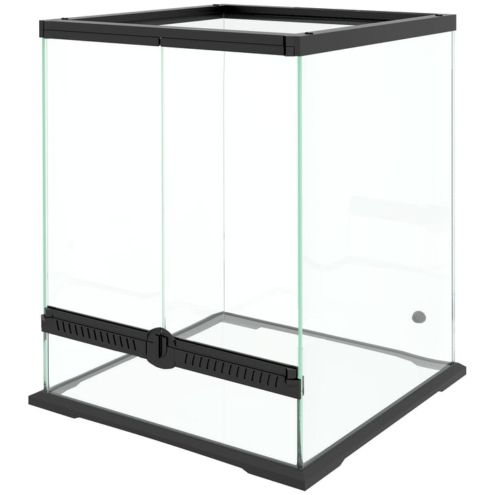 Terrarium, glasindkapsling, aflåselig, kabelhåndtering, 45x45x60cm, sort