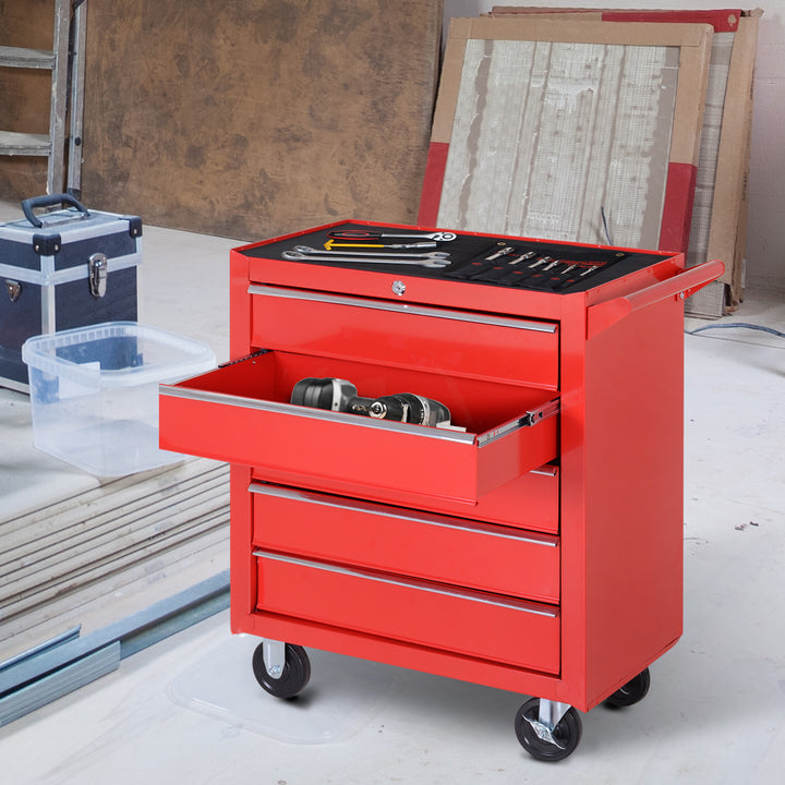 Rullende skab, værktøjsskab til garage, skur, stål, 69l x 33b x 75h cm, rød