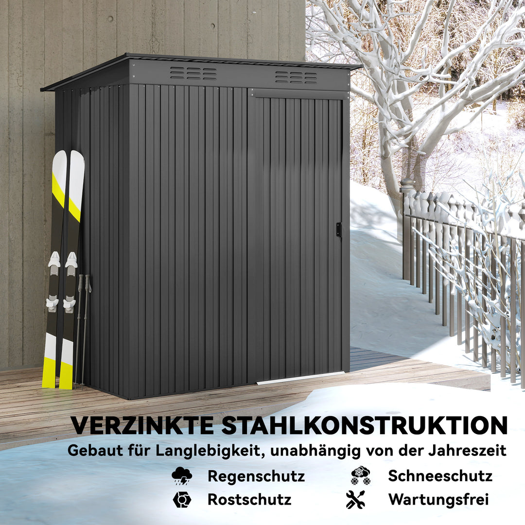 Metalhaveskur 1,37 m², redskabsskur med nem montering, nedhængt tag, skydedør, ventilation, handsker