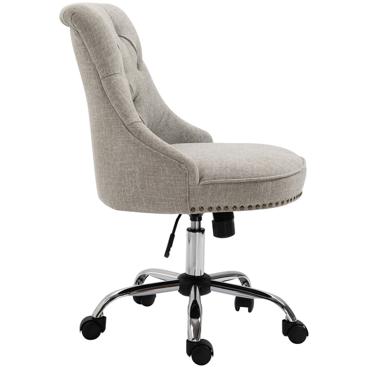 Drejestol med hjul polstret executive-stol 360° drejelig 150 kg belastningsevne højdejusterbar hørmetal lysegrå 54 x 65,5 x (84-91) cm