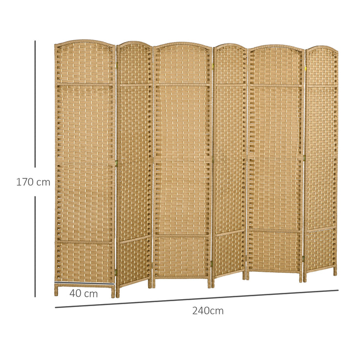 6-Panels rumdeler, foldbar privatlivsskærm til stue, soveværelse, hjemmekontor, træ