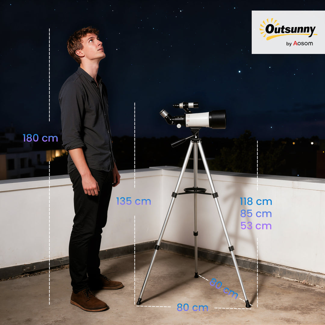 Teleskop for astronomibegyndere og voksne, 70 mm blænde, 400 mm AZ-fatning, astronomisk refraktor med stativ