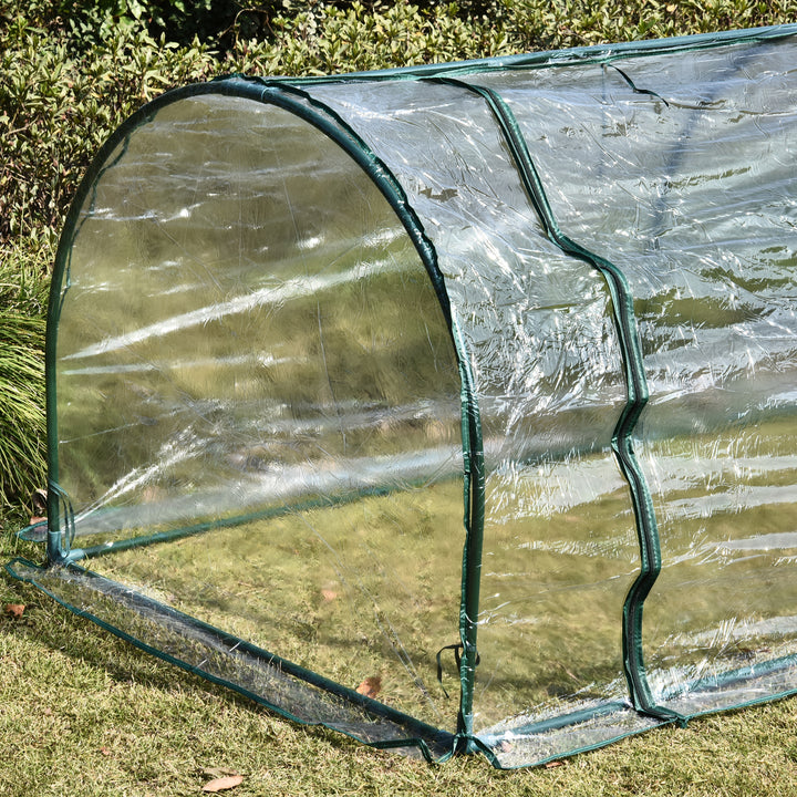 Drivhus, væksthus med dør, kold ramme, plantehus, plantedyrkning, stål, plast, 250 x 100 x 80 cm, grøn