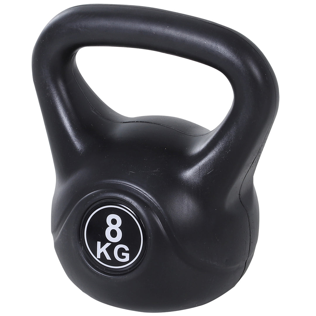 Kettlebell, 8 kg vægtstang fyldt med sand, til begyndere, sort