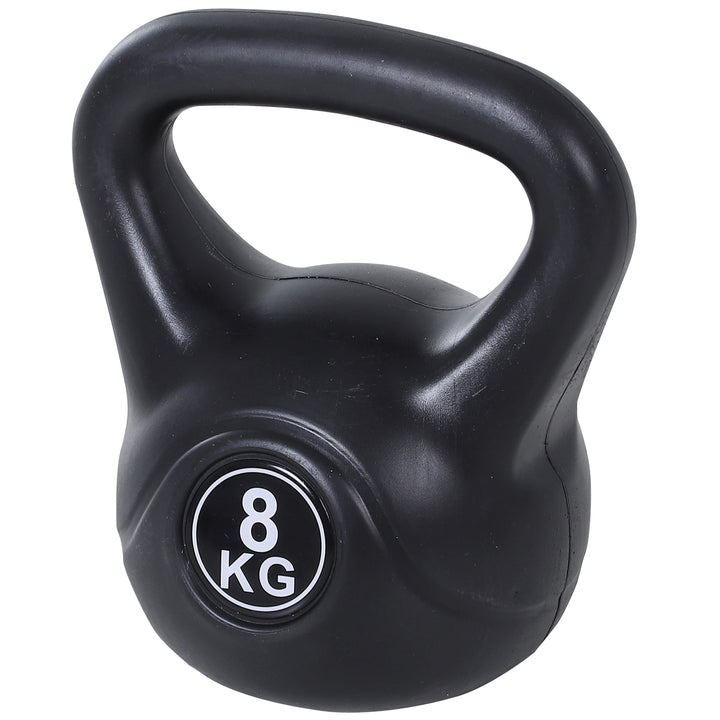 Kettlebell, 8 kg vægtstang fyldt med sand, til begyndere, sort