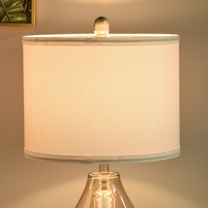Sæt med 2 bordlamper, bordlamper, e27-fatning, sengelampe, 40 w, glas, hør, metal, rav, 30 x 56h cm