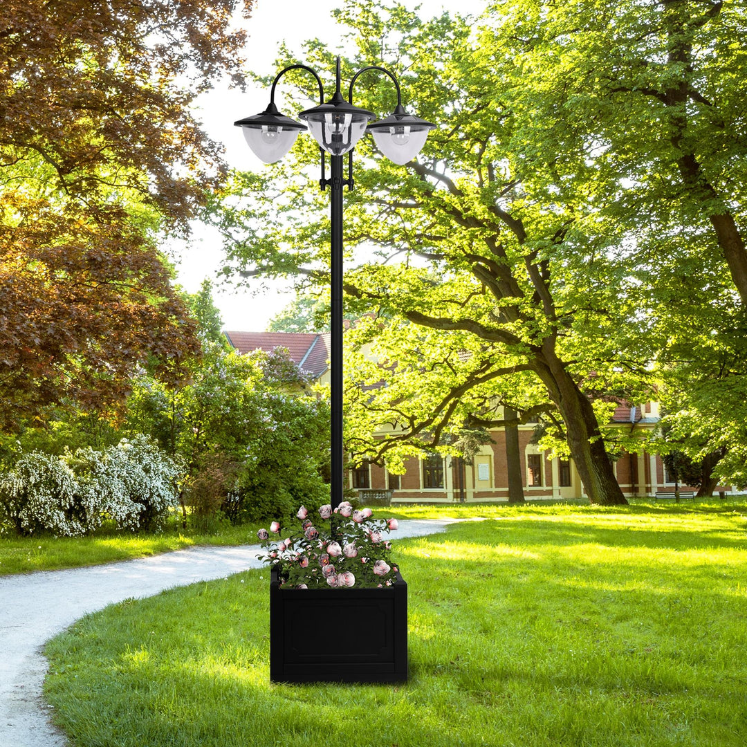 Solcelledrevet lanternegulvlampe lavet af metal, havelanterne med lysstyring, 189 cm høj, lanterne udendørslampe, vandtæt ip44 med urtepottefod til havebalkondekoration, sort