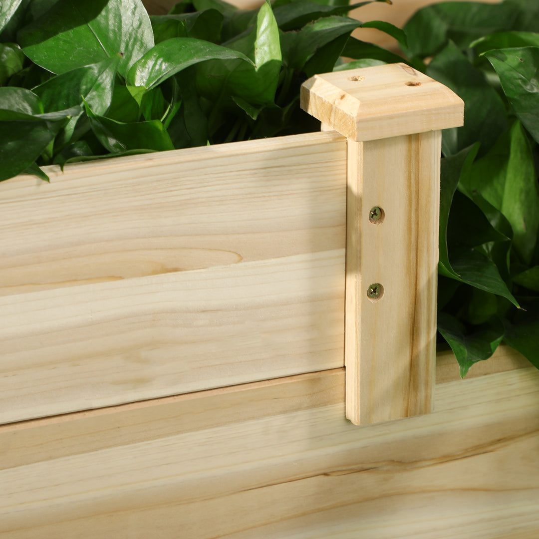 Højbed i solrigt design med 3 plantekasser, 3-etagers design, åbent gulv, 108 cm x 88 cm x 36 cm, naturfarvet