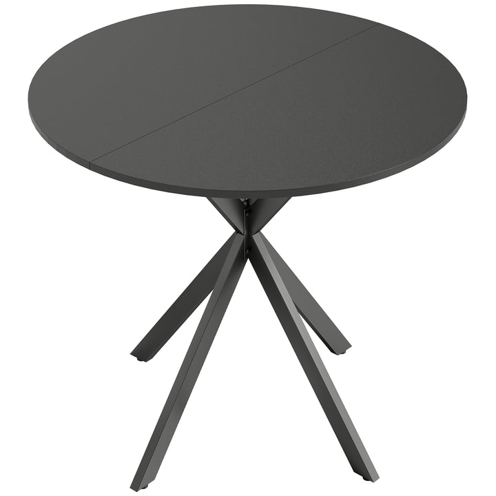 Rundt køkkenbord, 80 cm, kompakt bordplade, spånplade, metal, sort