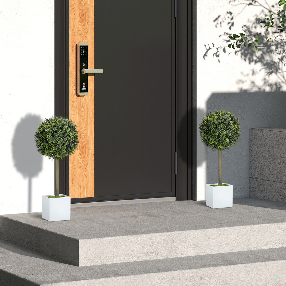 Sæt med 2 kunstige buksbomkugler 45 cm kunstig plante, kunstige plastikplanter i potte