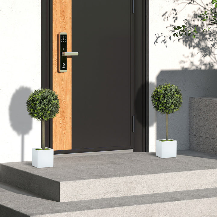Sæt med 2 kunstige buksbomkugler 45 cm kunstig plante, kunstige plastikplanter i potte