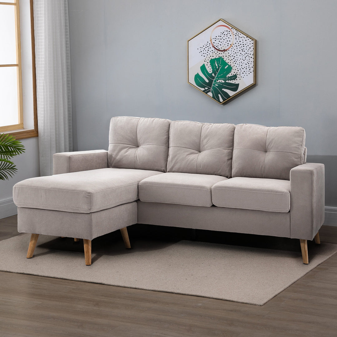 3-Personers hjørnesofa, linnedlook, vendbar chaiselong, 193 x 136 x 85 cm, lysegrå