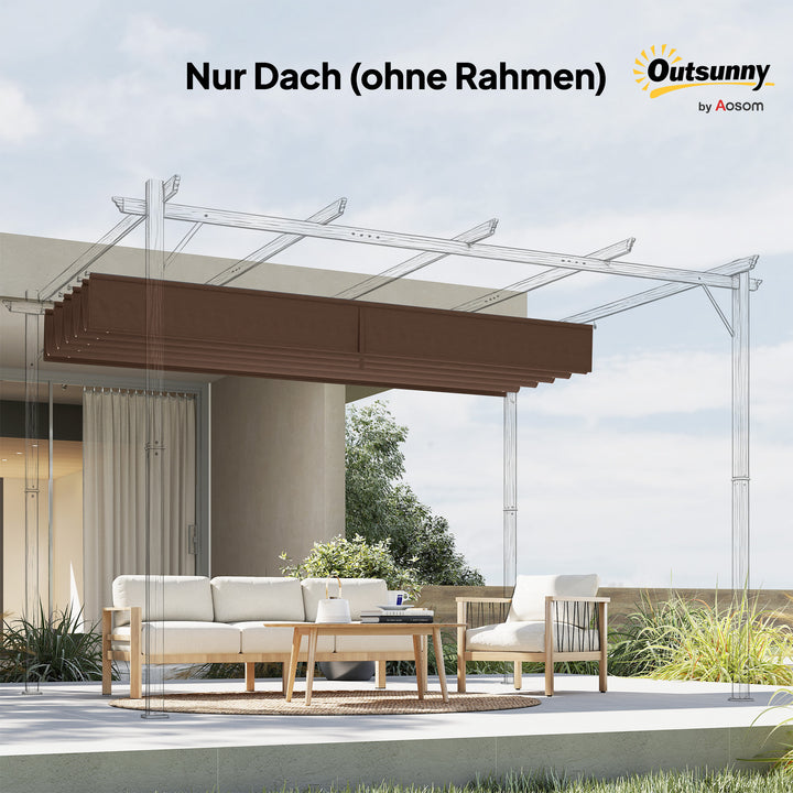 Udskiftningstag til 3 x 3 m pergola, udtrækkeligt, med drænhuller til regnvand, vejrbestandigt, polyester, 250 x 255 cm Kaffe