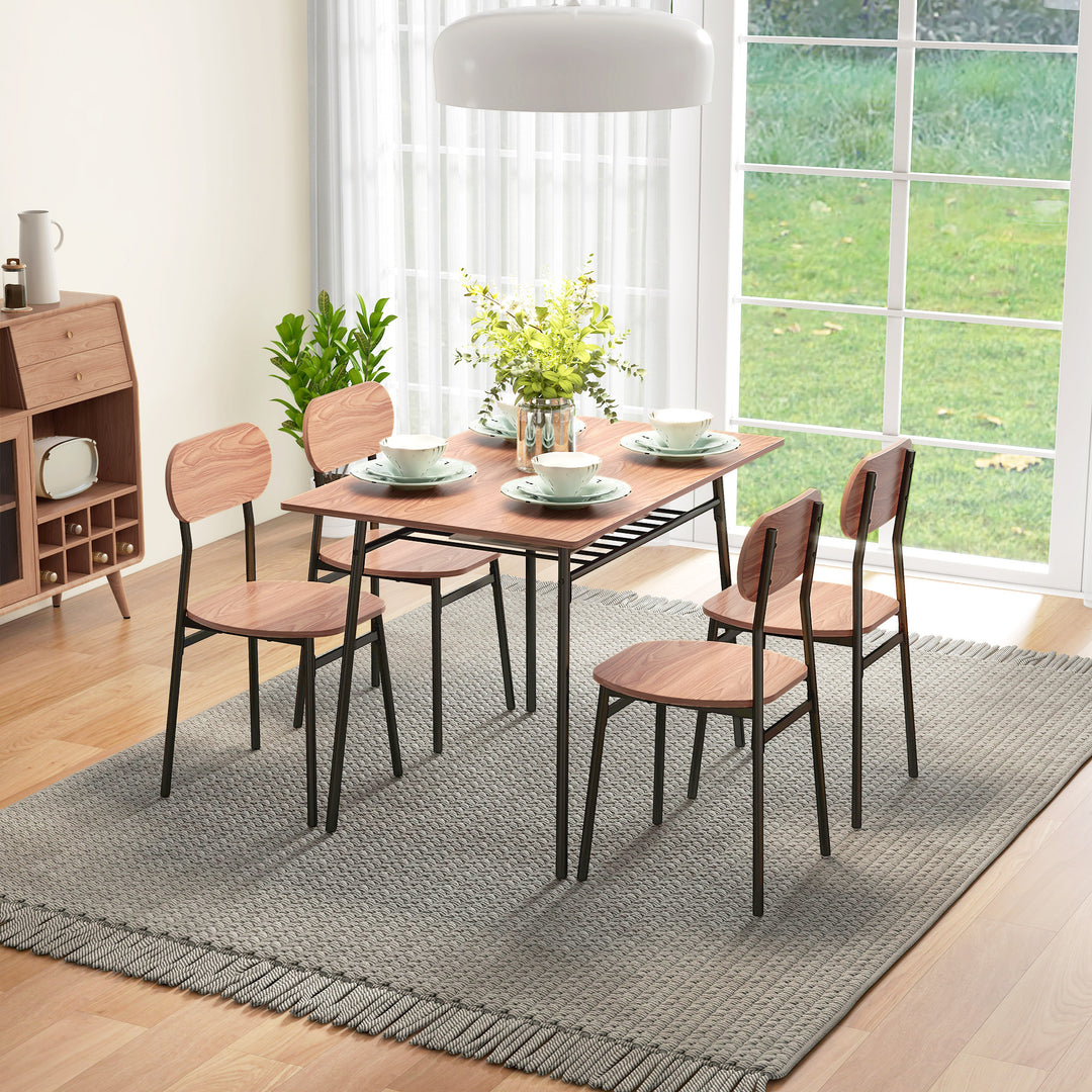 Spisebordsæt med stole spisebord, industrielt design, 110 cm x 70 cm x 75 cm, brun