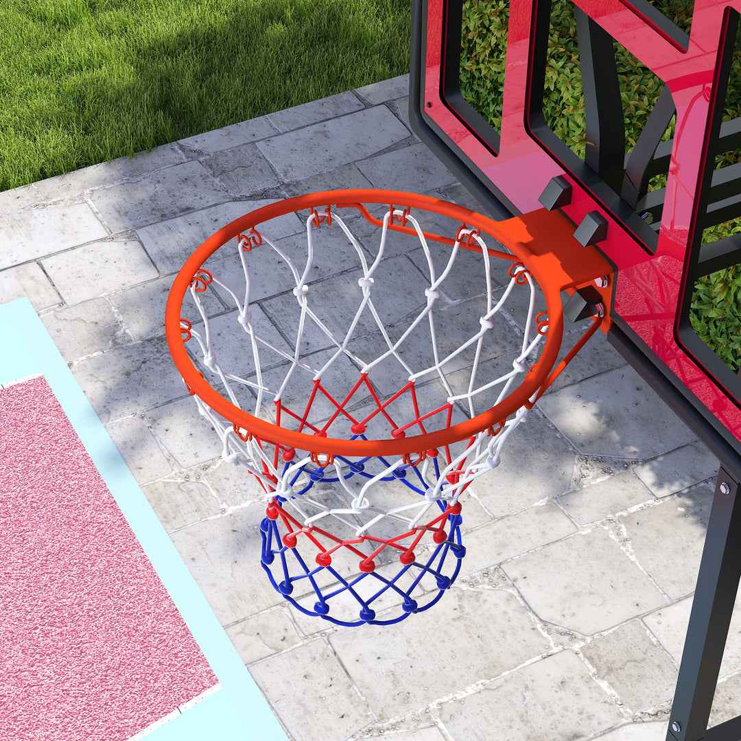 Børne basketballkurv, udendørs basketballkurv til børn, 200-260 cm højdejusterbar, med hjul, alder 6+, rød