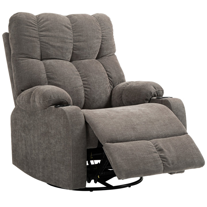 Afslapningsstol med fodstøtte, moderne loungestol, drejelig, op til 150 kg, stålstel, 88 x 96 x 108 cm, lysebrun