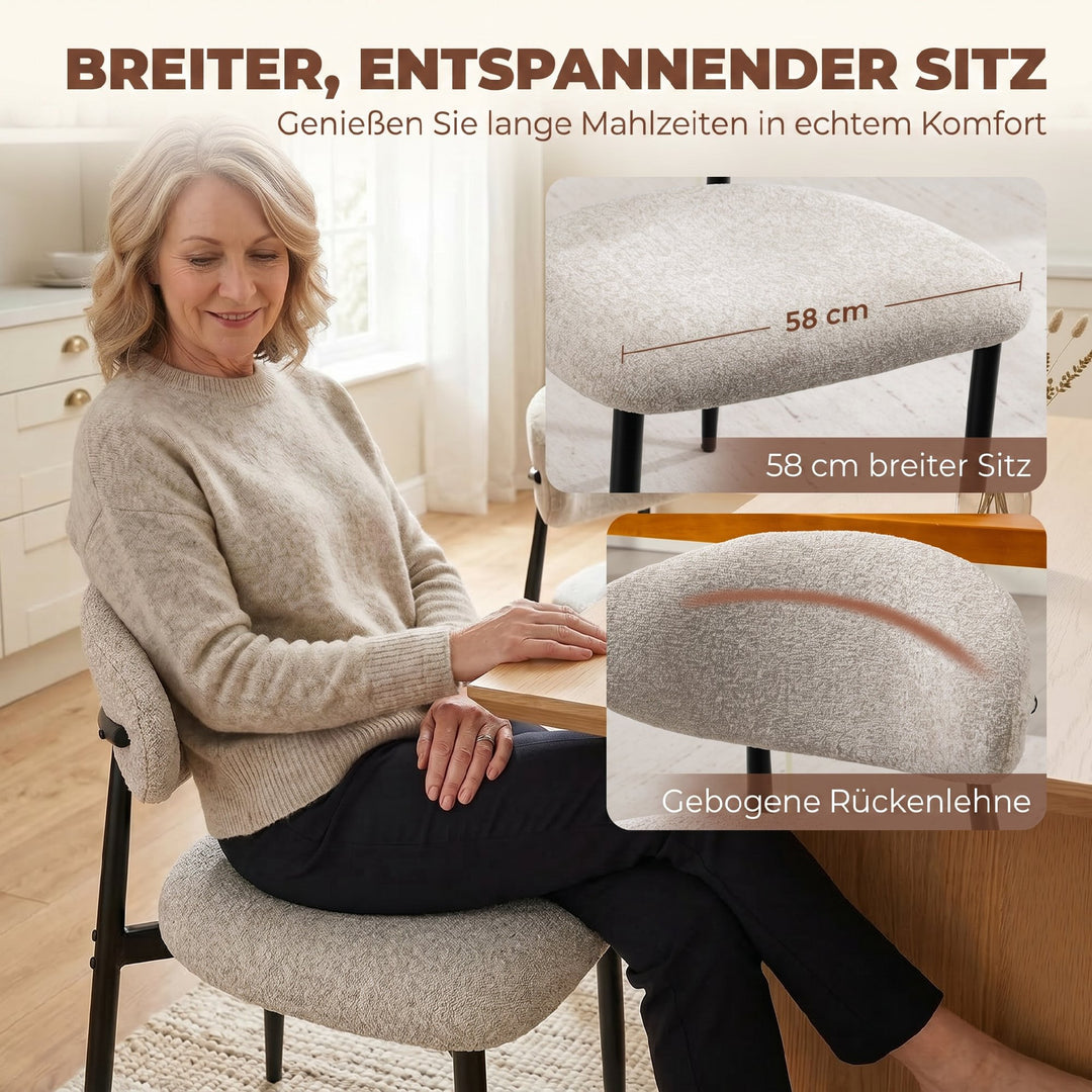 Polstrede spisestuestole, køkkenstole med stålben, beige
