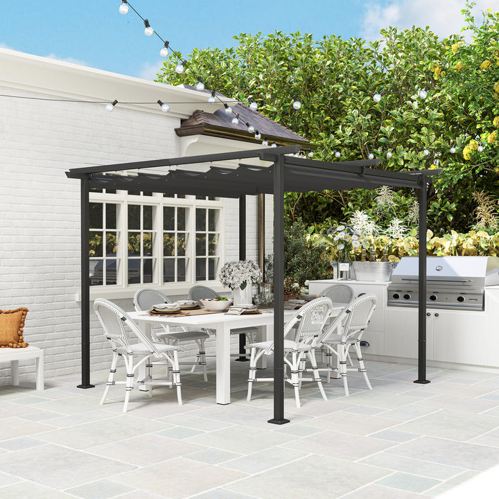 3 x 3 m havepergola med justerbart tag, metalramme, UPF30+ beskyttelse, solskærm til veranda, terrasse, mørkegrå