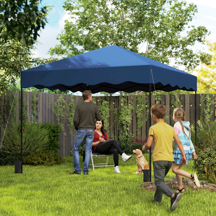 3 X 3 m pop-up pavillon, højdejusterbart havetelt, med rullepose, til have, terrasse, metal, stof, mørkeblå