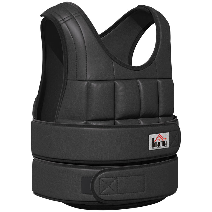 30 Kg vægtvest træningsvest med 35 vægtposer justerbar styrketræning fitness oxford metal sort 60 x 50 cm