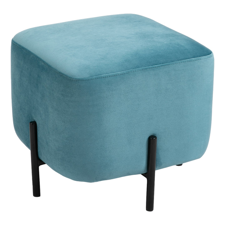 Fodskammel polstret polyester stålskum turkis 44,5 x 44,5 x 41,5 cm