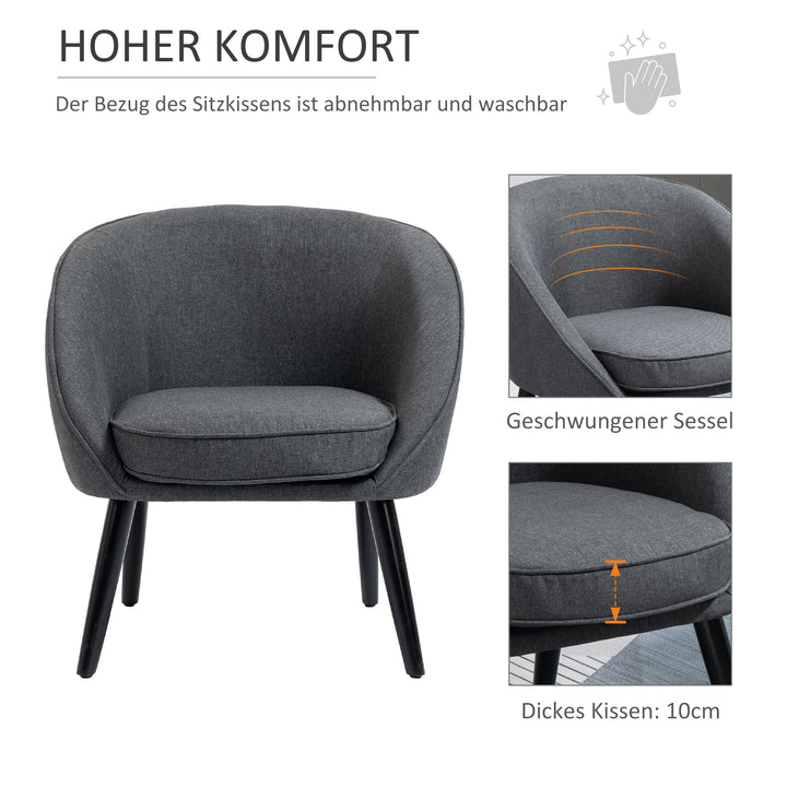 Lounge chair cocktailstol op til 150 kg, hørlook trægrå 71 x 65 x 75 cm