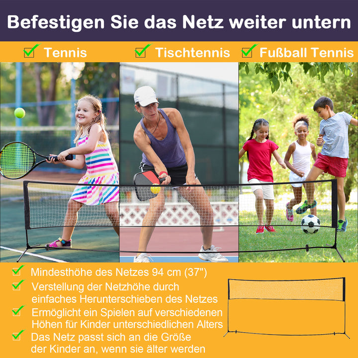 Badmintonnet 94/158 cm foldbart volleyballnet med bæretaske 2-vejs højdejusterbart tennisnet badmintonnet bærbart sæt til tennis fjerboldnet til have park udendørs