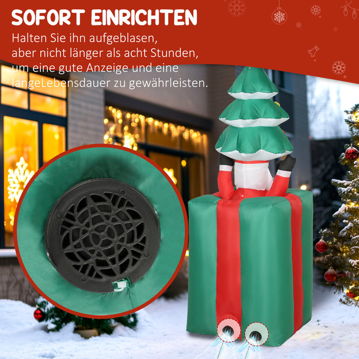 Oppustelig juledekoration med LED-lys, polyester, til indendørs og udendørs brug, rød og grøn
