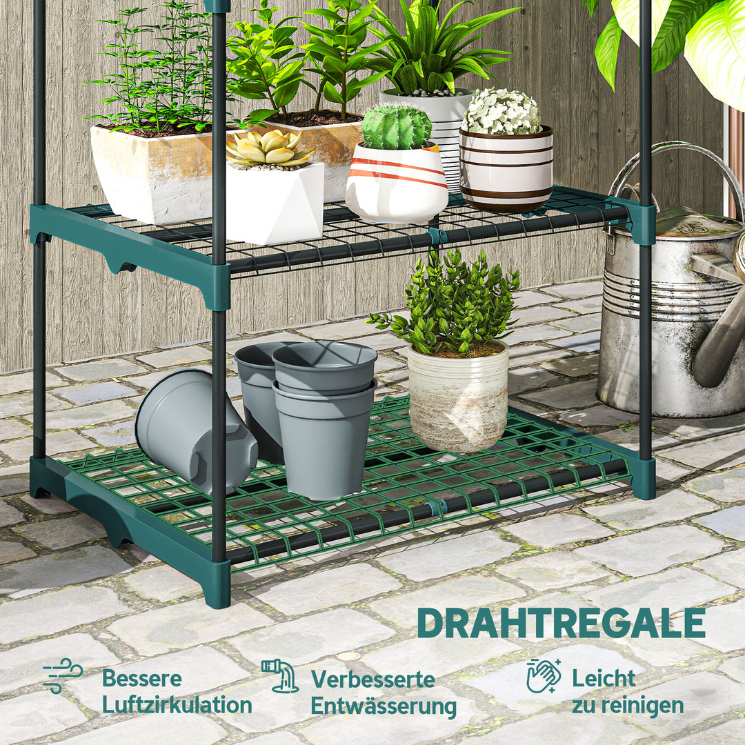 3-lags plantestativ, 72 cm højt, blomsterstativ til indendørs og udendørs brug, stål plantehylde, mørkegrøn